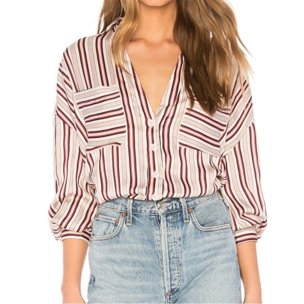 Free People Mad About You Stripe Shirt Size M